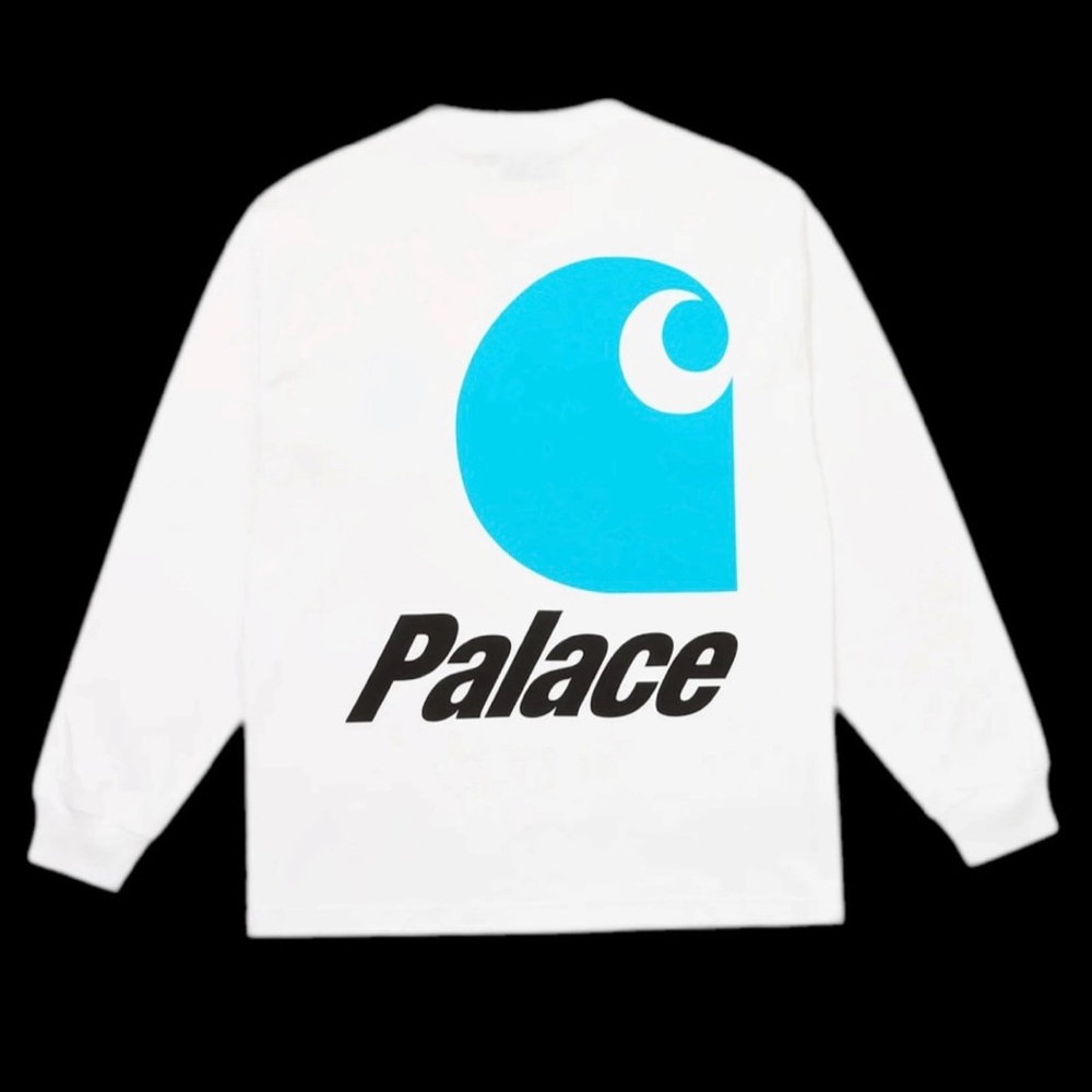 NWT 2024 PALACE x CARHARTT WIP LOGO LONGSLEEVE WHITE MEDIUM DEADSTOCK